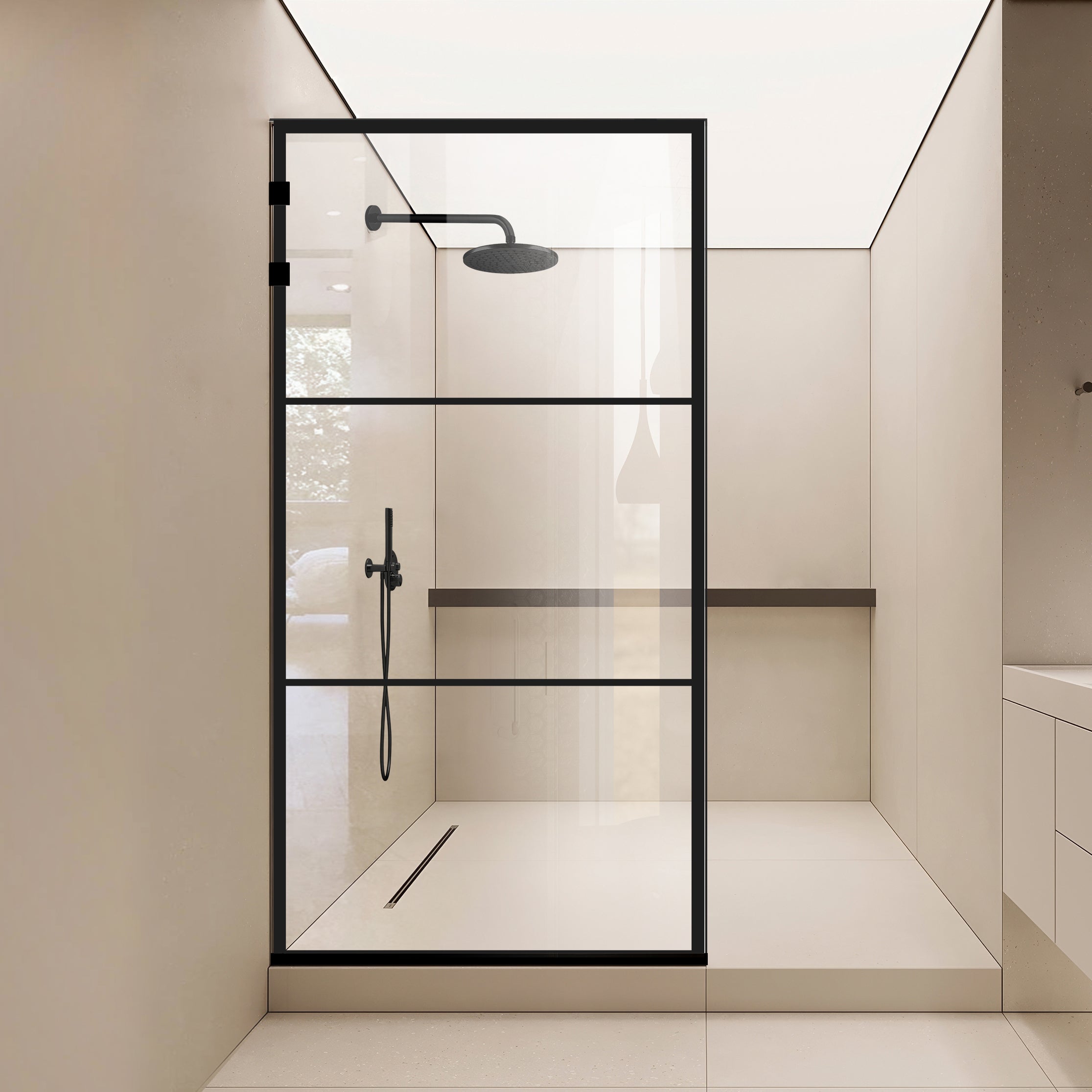 Zuhanyfal Walk-in, Zuhanyfal Rozsdamentes acél, #Átlátszó #Víztiszta