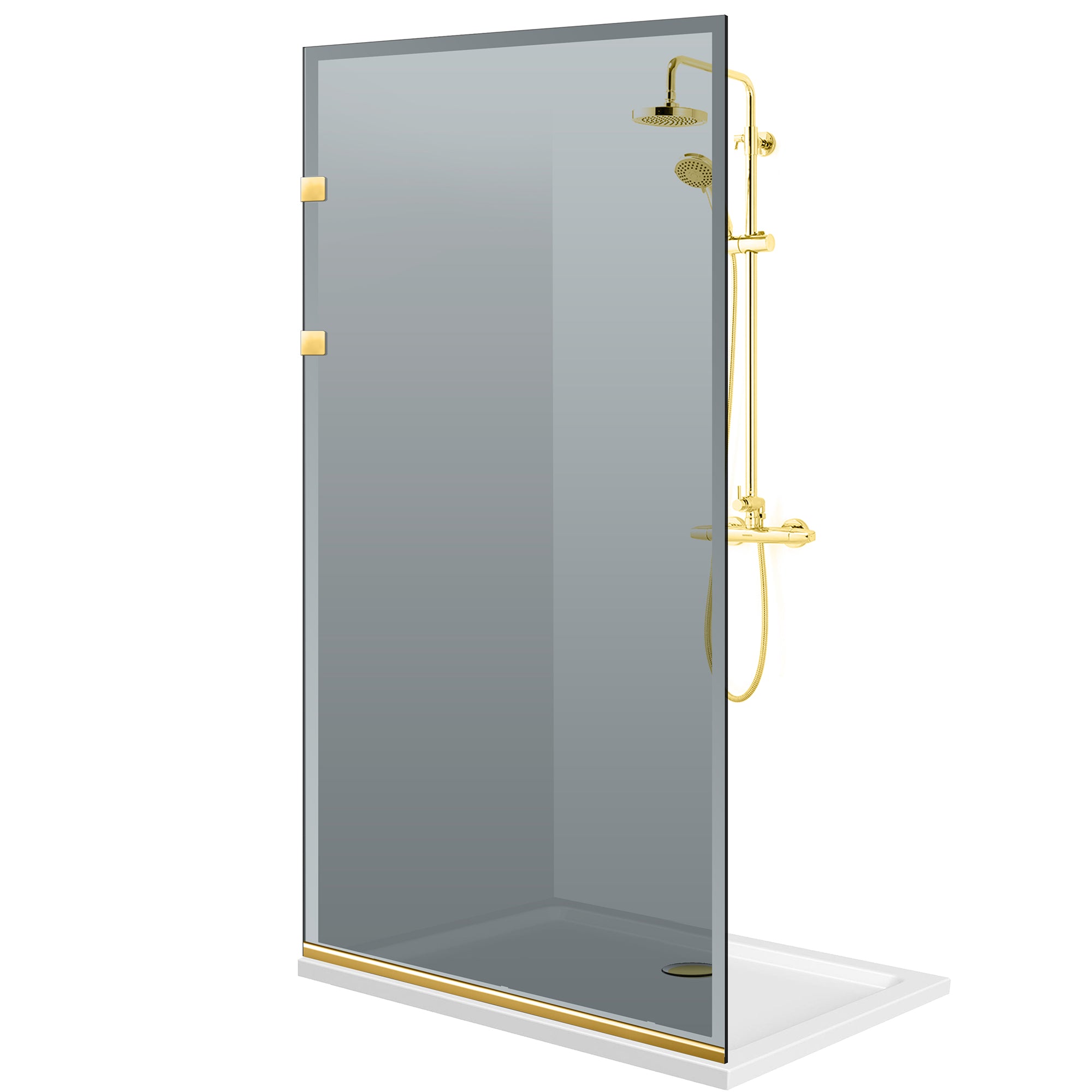 Zuhanyfal Walk-in, Rozsdamentes acél zuhanyfal, arany #Szürke