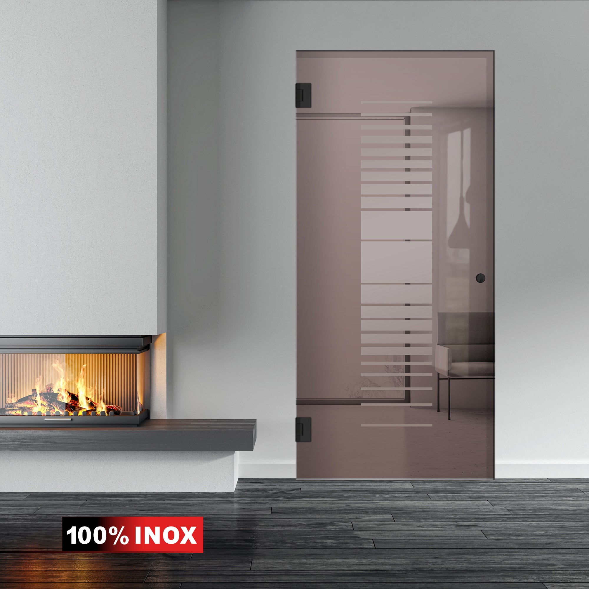 Nyíló üvegajtó fekete, #Bronz