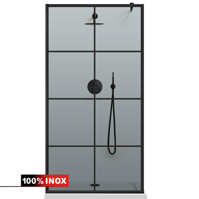 Zuhanyfal Walk-in, fekete zuhanyfal, #Szürke #Szürke