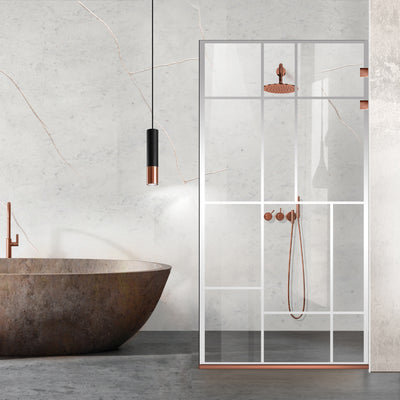 Zuhanyfal Walk-in, Rozsdamentes acél zuhanyfal, matt fekete, #Átlátszó #Víztiszta