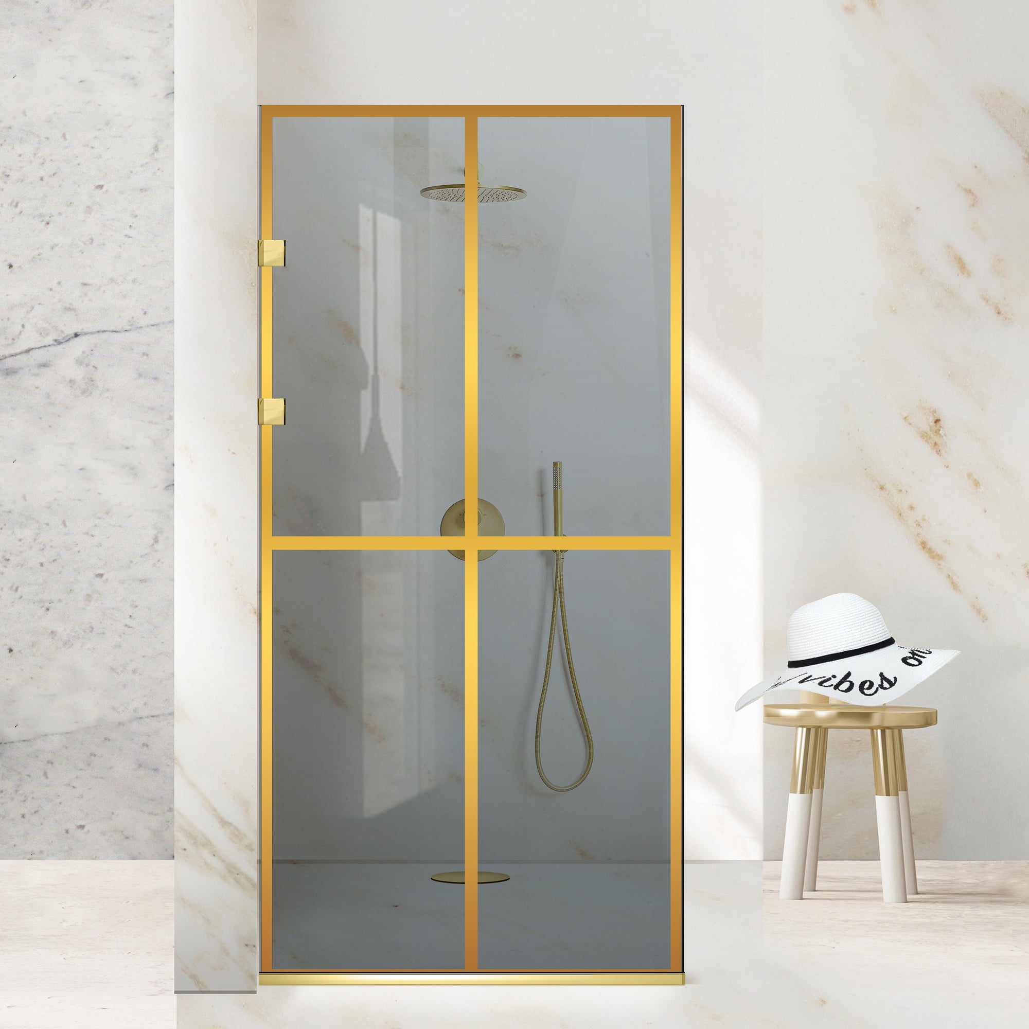 Zuhanyfal Walk-in, Rozsdamentes acél zuhanyfal, arany #Szürke