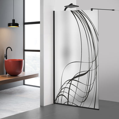 Zuhanyfal Walk-in, fekete zuhanyfal, #Matt #Matt