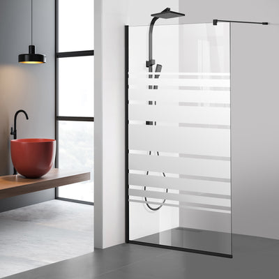 Zuhanyfal Walk-in, fekete zuhanyfal, #Átlátszó #Víztiszta