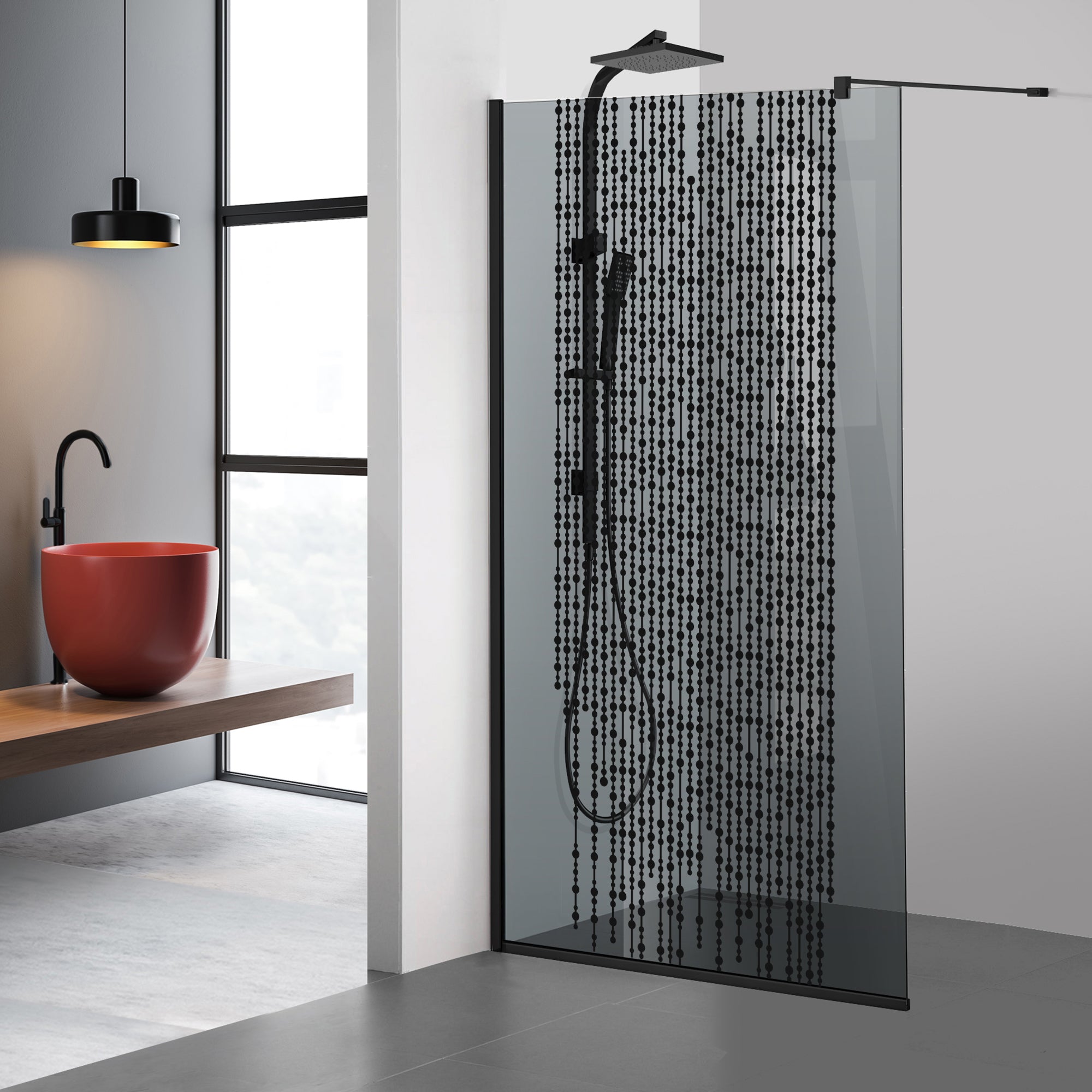 Zuhanyfal Walk-in, fekete zuhanyfal, #Szürke #Szürke