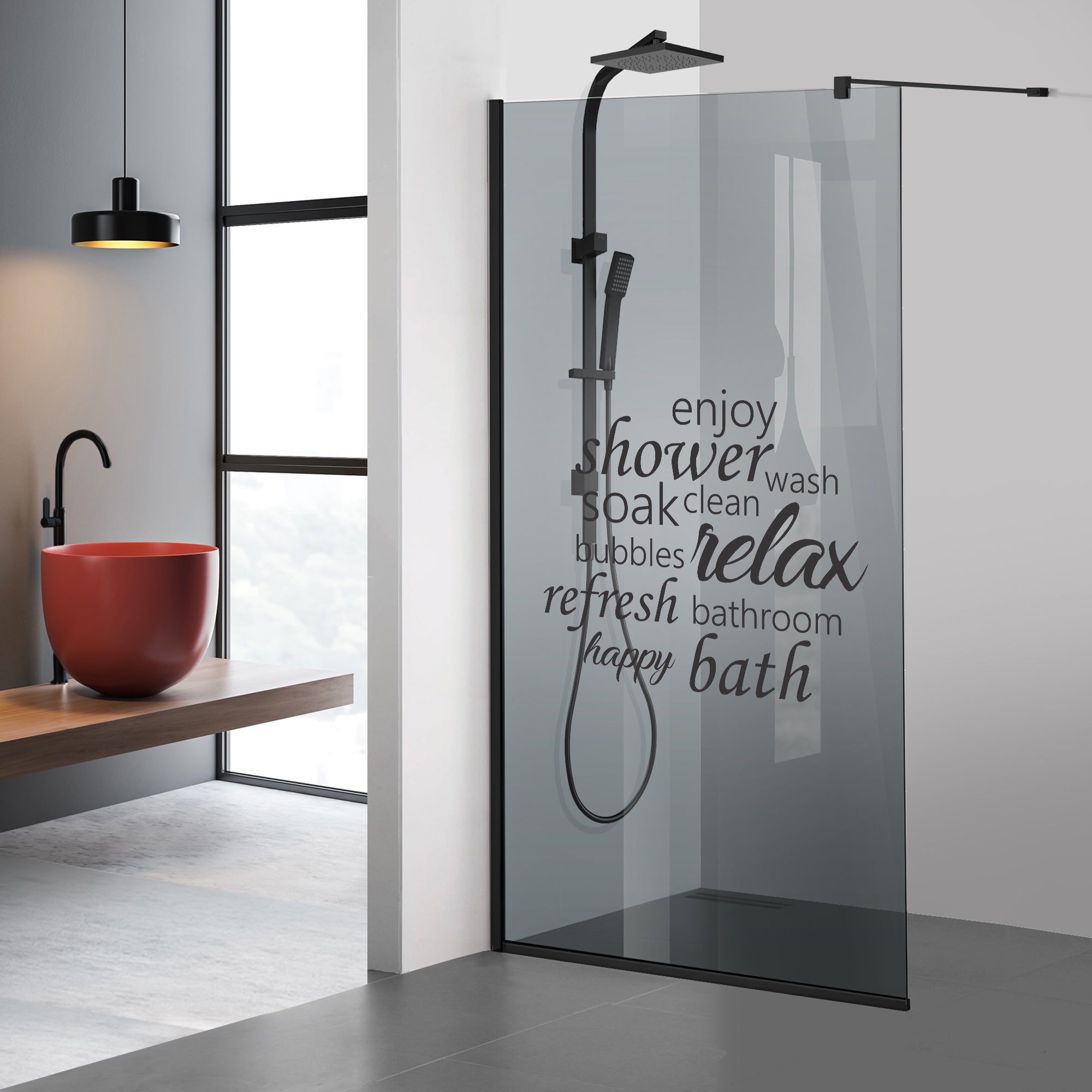 Zuhanyfal Walk-in, fekete zuhanyfal, #Szürke #Szürke