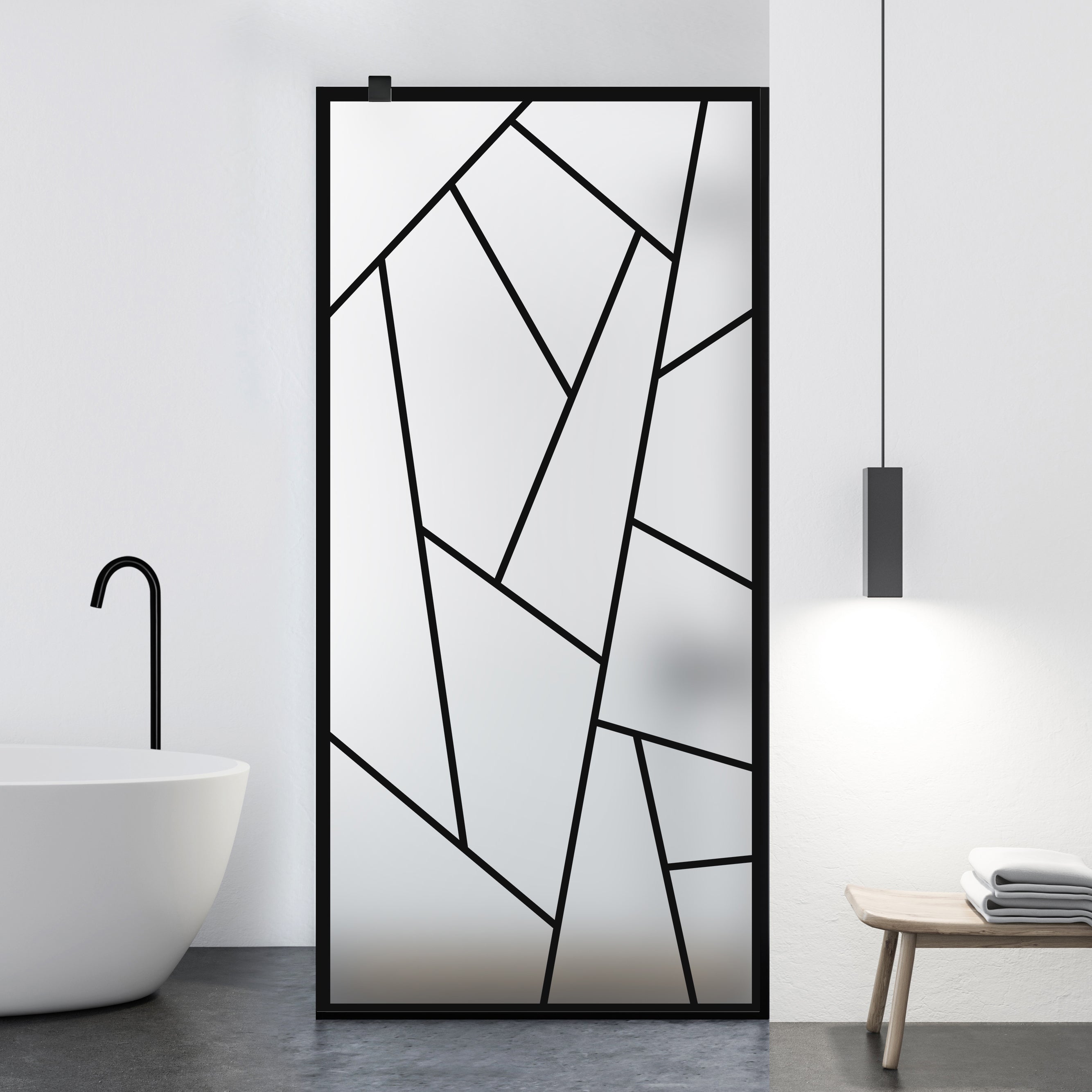 Paravan dus Walk-in, Perete dus  Negru, #Mat #Matt