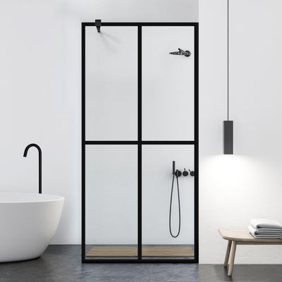 Zuhanyfal Walk-in, fekete zuhanyfal, #Átlátszó #Víztiszta